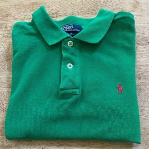 Vintage Polo Ralph Lauren Boys’ Sz 6‎ Billiard Green Iconic Mesh Polo Shirt